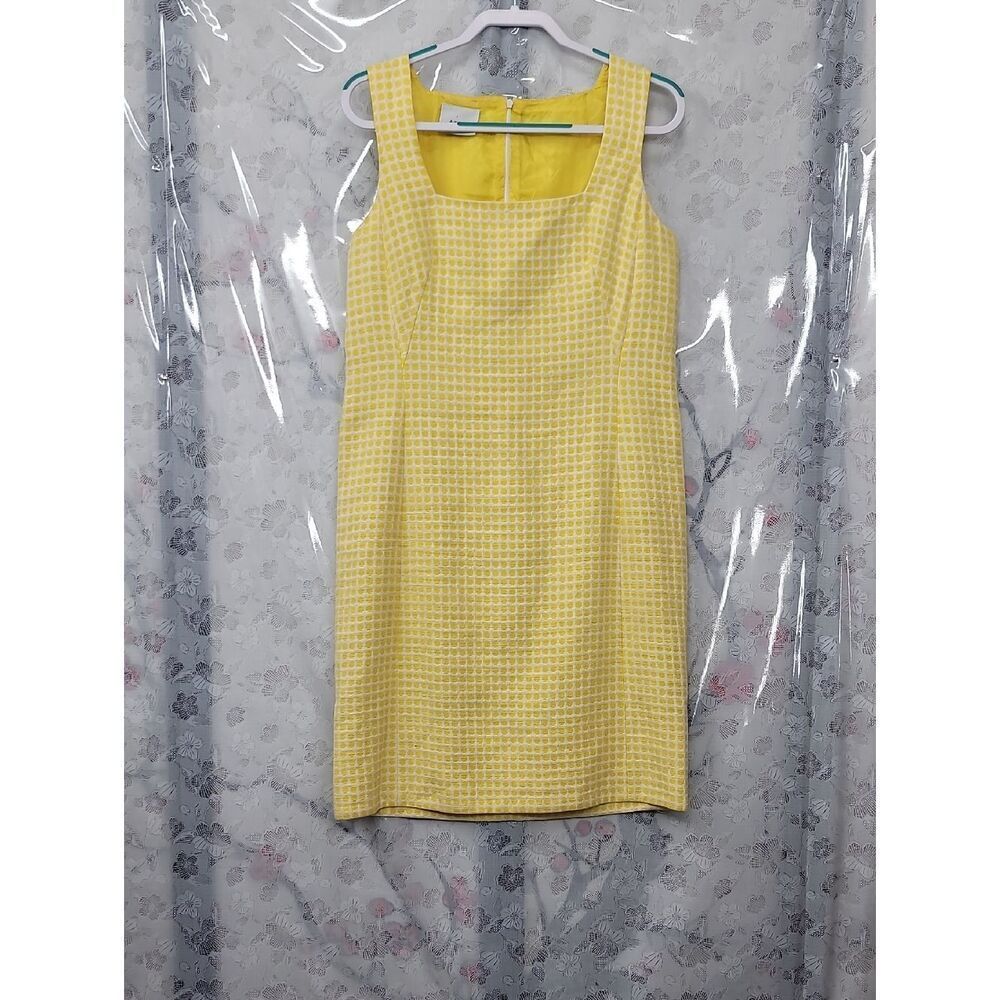 Akris Punto Yellow Tweed Sheath Dress Size 8